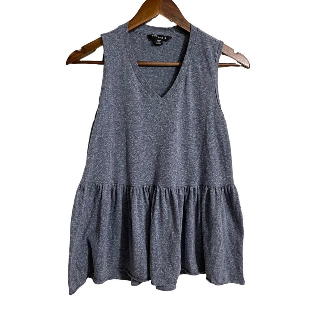 Stitch Star Womens Blue Tiered Sleeveless Peasant Bohemian Blouse Small